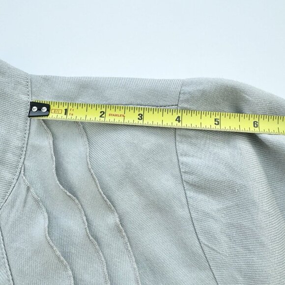 RW & CO Women’s Vintage Grey Jacket Short Sleeve Ruffled Collar 100% Ramie Large - Picture 10 of 15